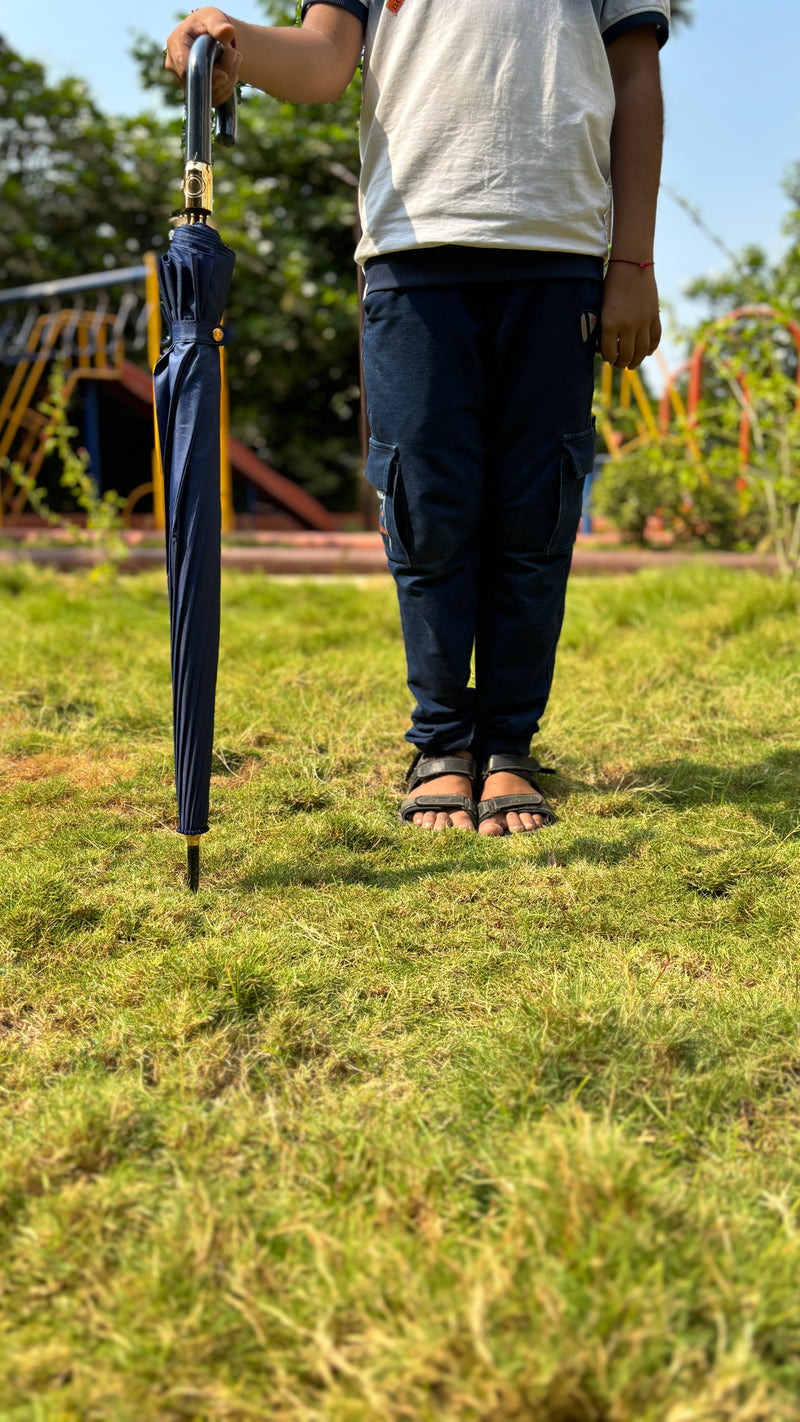 Jainsons Watermark Colour Changing Umbrella | Long Umbrella | J Handle | Navy Blue