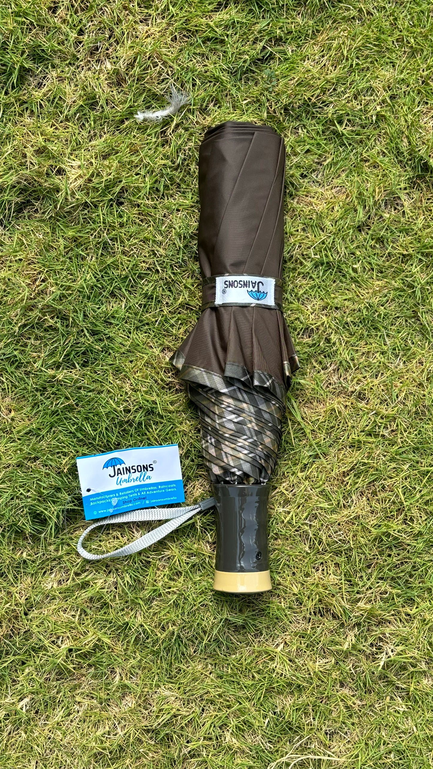 Jainsons YD Piping 3 Fold Umbrella | Nylon Fabric | Unisex Design | Army Green