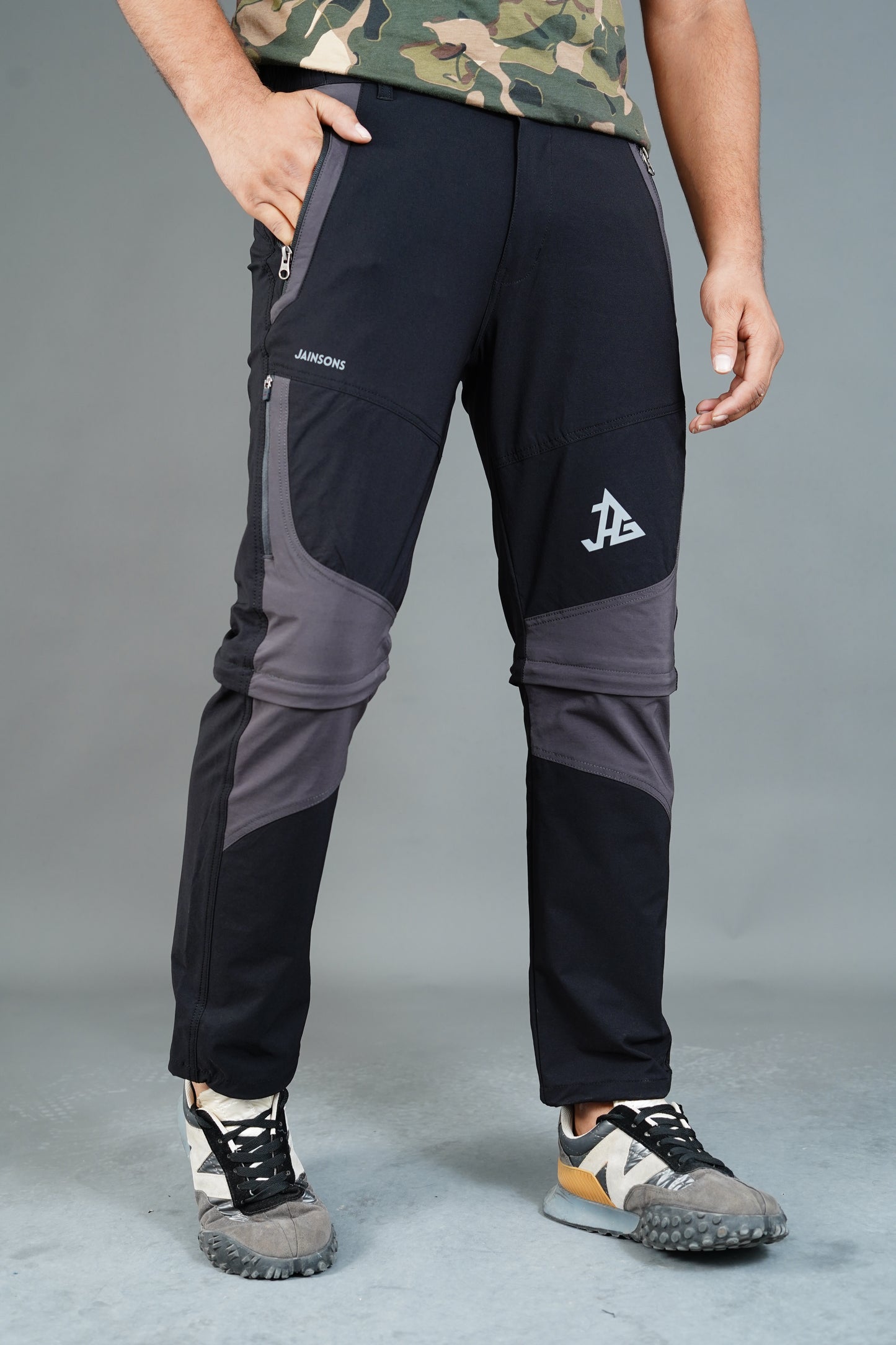 JAG Delta Convertible Trekking & Hiking Pants | Traveller Series | Quick-Dry | Unisex Design | 6 Pockets | Black Olive