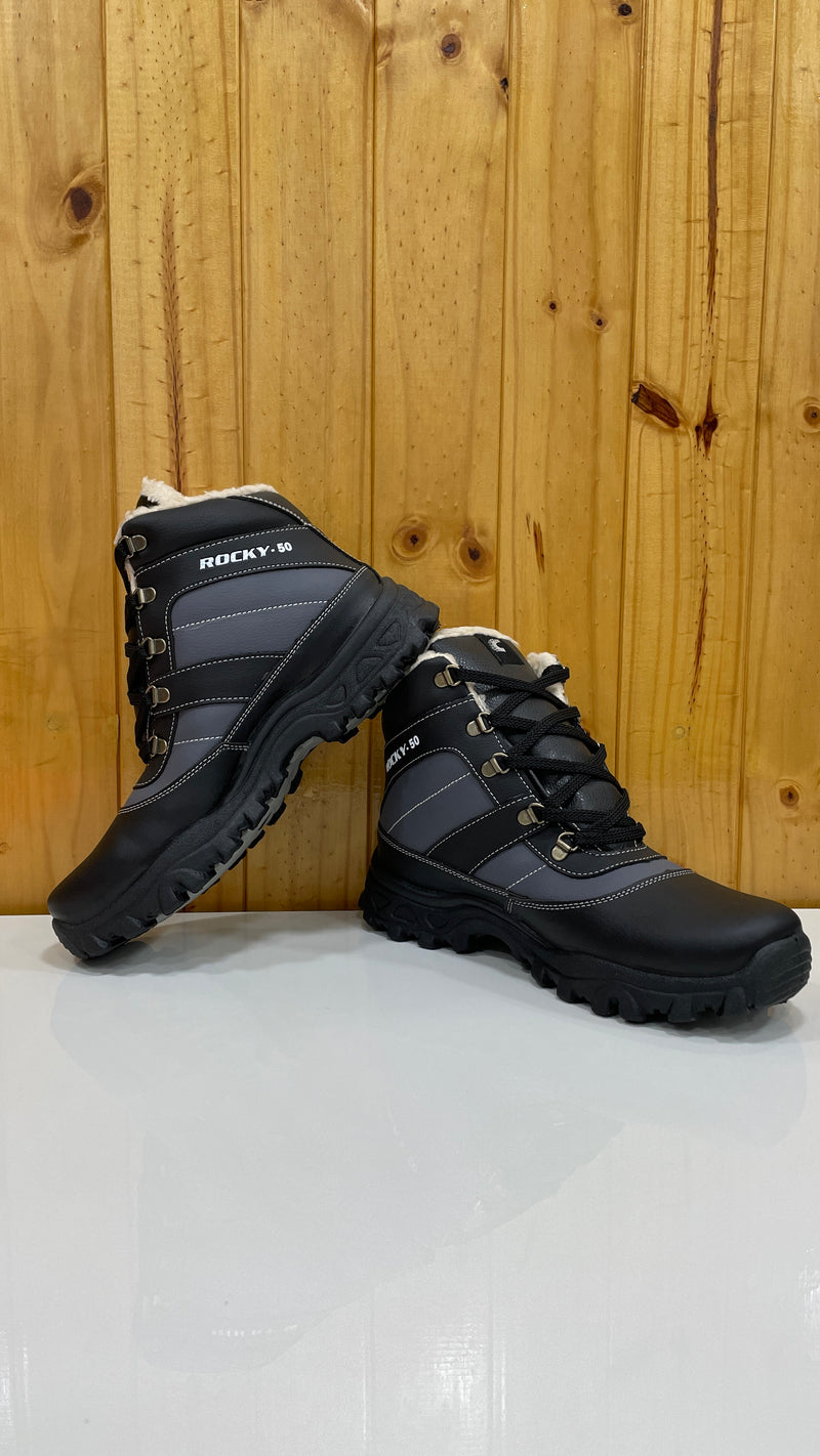 JAG Siachen Series High Ankle Hiking & Trekking Shoes | Unisex | Black | Fur Inside for Warmth