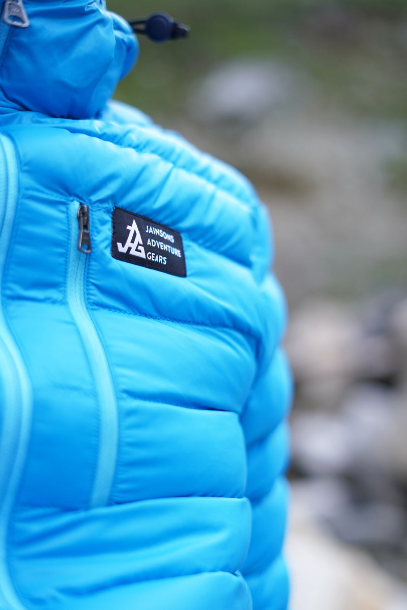 JAG Mt. Elbrus Quilted Snow Jacket | Minus 10 Jacket | Super Soft Nylon Fabric | Ultra Light Series | Ice Blue