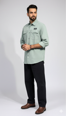 JAG Air - Wave Pro Travel Shirt | Hiking Shirt | Safari Shirt | Fully Stretchable | Full Sleeves Shirt | 2 Pocket Design | Deep Blue