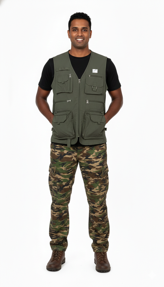 Himalayan Leopard Kaziranga Series Multi-Pocket Jacket | Safari Jacket | 9 Pockets | Unisex | Travellers Jacket | Vest