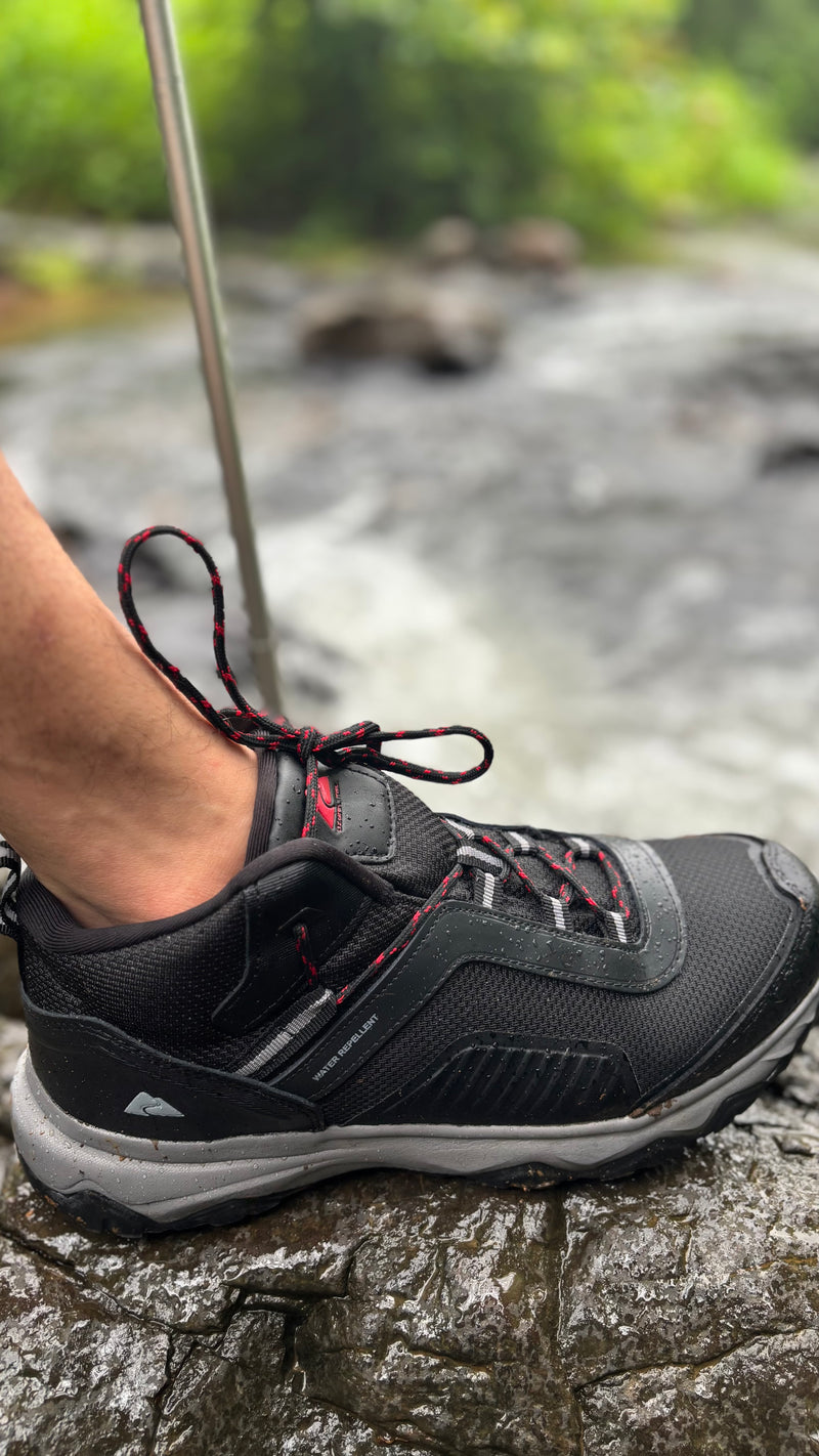 Ozark Trail Mid Ankle Hiking & Trekking Shoes | Water Repellent | Ultra Light | 300Grams Each Shoe | Midnight Black