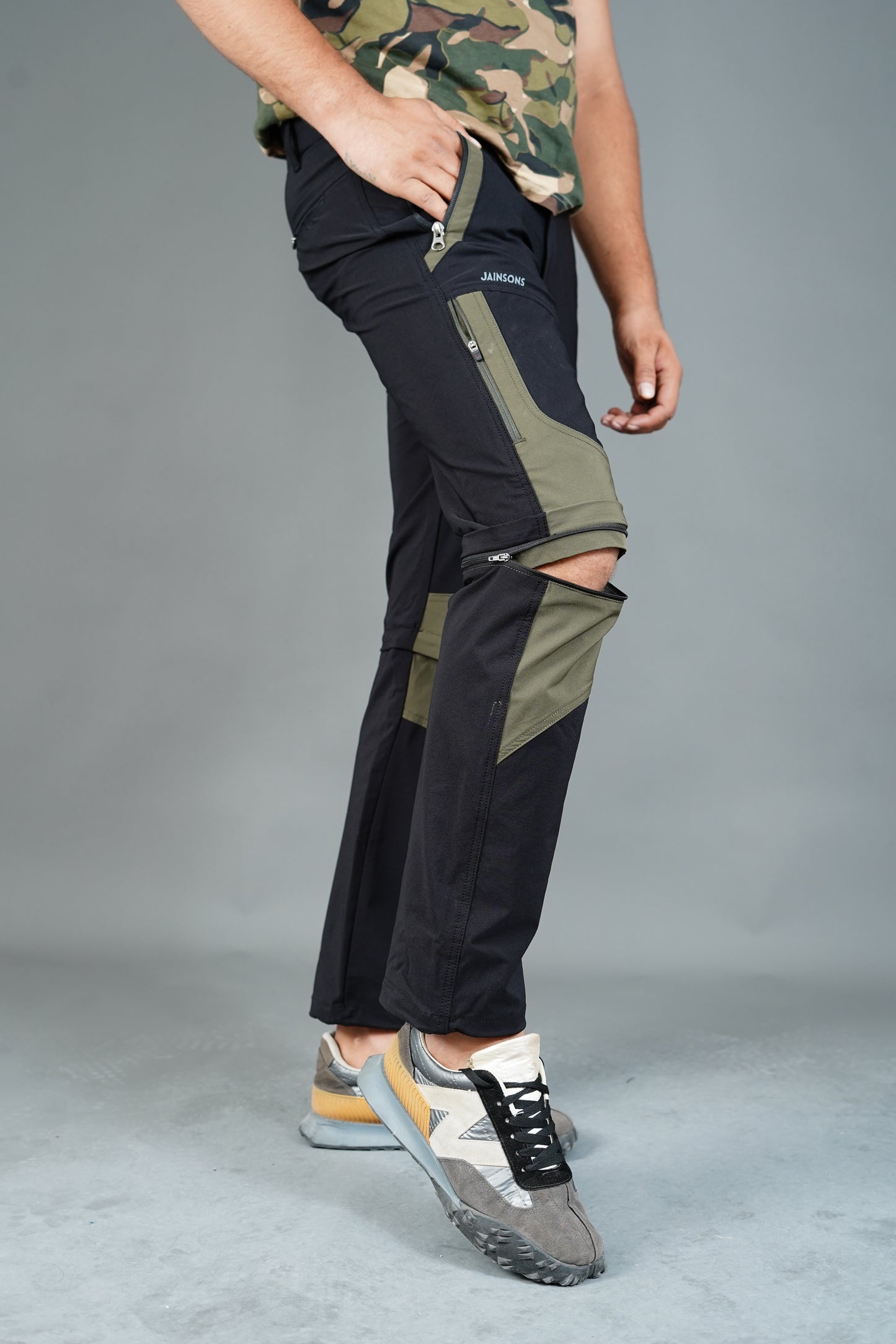 JAG Delta Convertible Trekking & Hiking Pants | Traveller Series | Quick-Dry | Unisex Design | 6 Pockets | Black Olive
