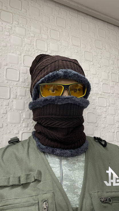 JAG Winter Cap & Neck Warmer Combo Set | Fur Inside | Reversible Design
