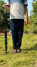 Jainsons Transparent Floral Umbrella with Frill | Midnight Black