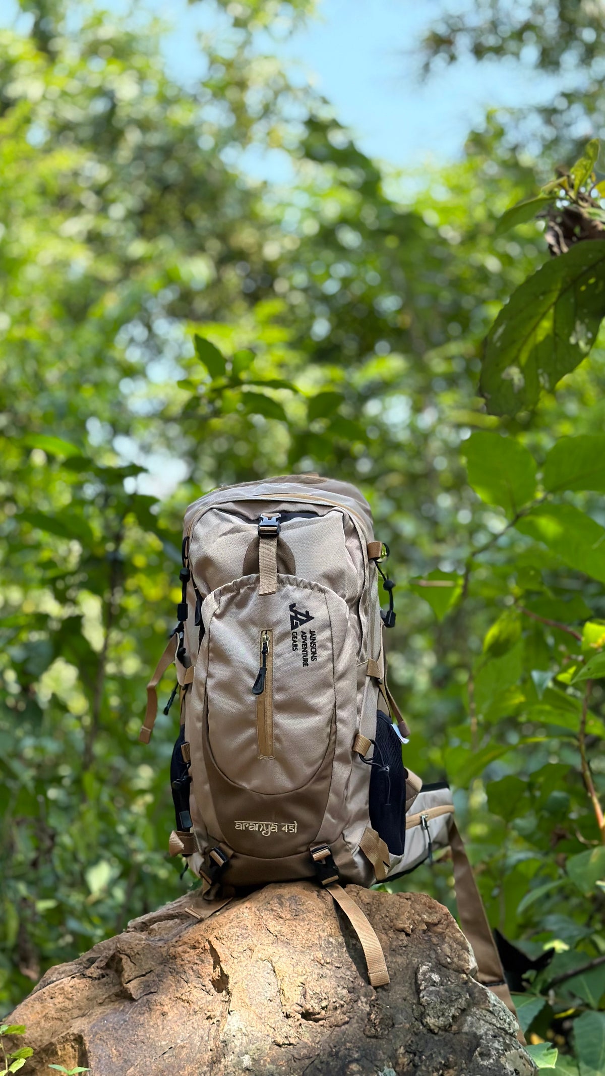 JAG Aranya 45L Alpine Backpack | Limited Edition | Air Flow Back Support | Twin Aluminium Rods + Mesh | Desert Fawn