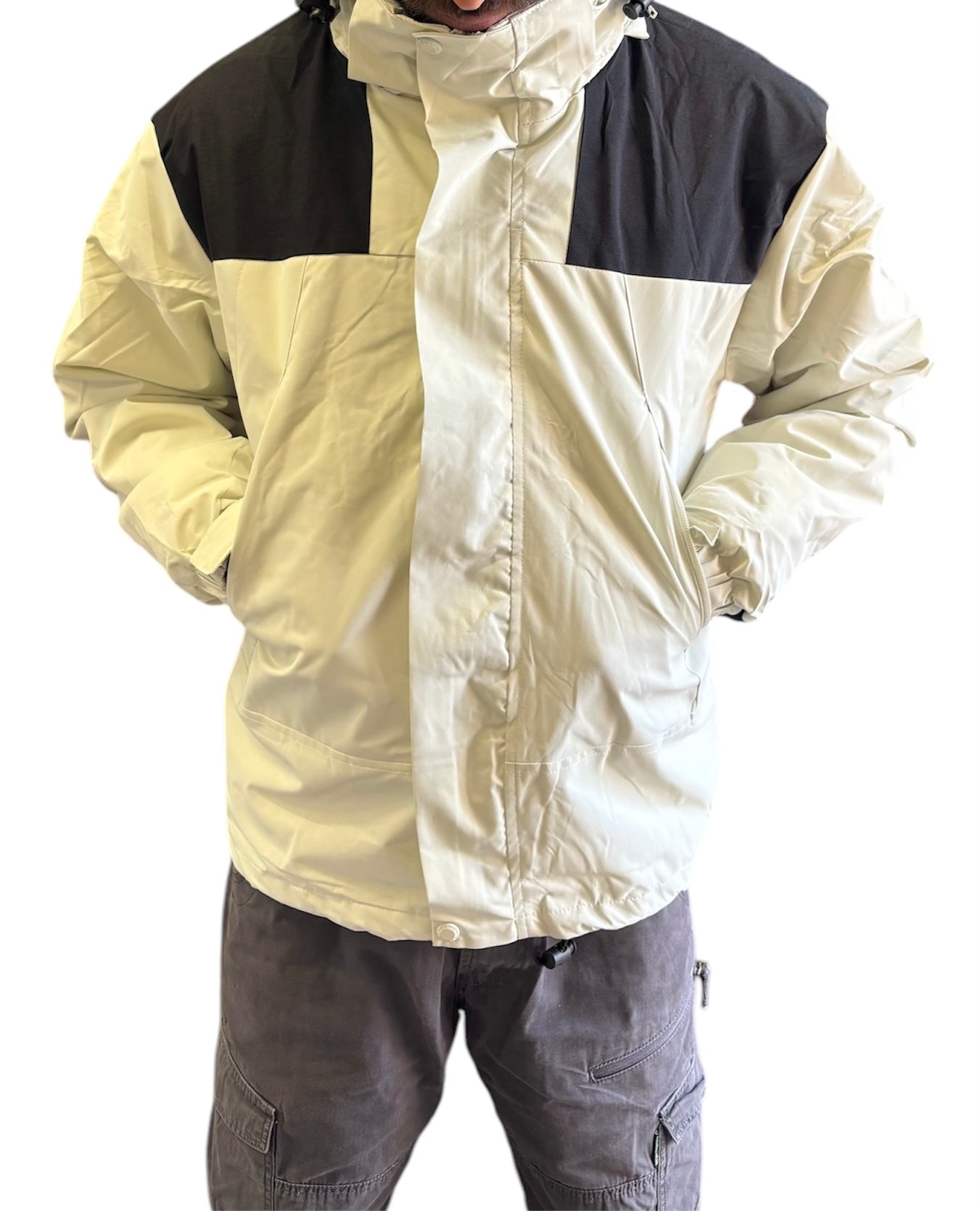 JAG Polar Pro Double Jacket | Fleece Jacket with Windcheater | All Weather | 3 in 1 | Pearl White