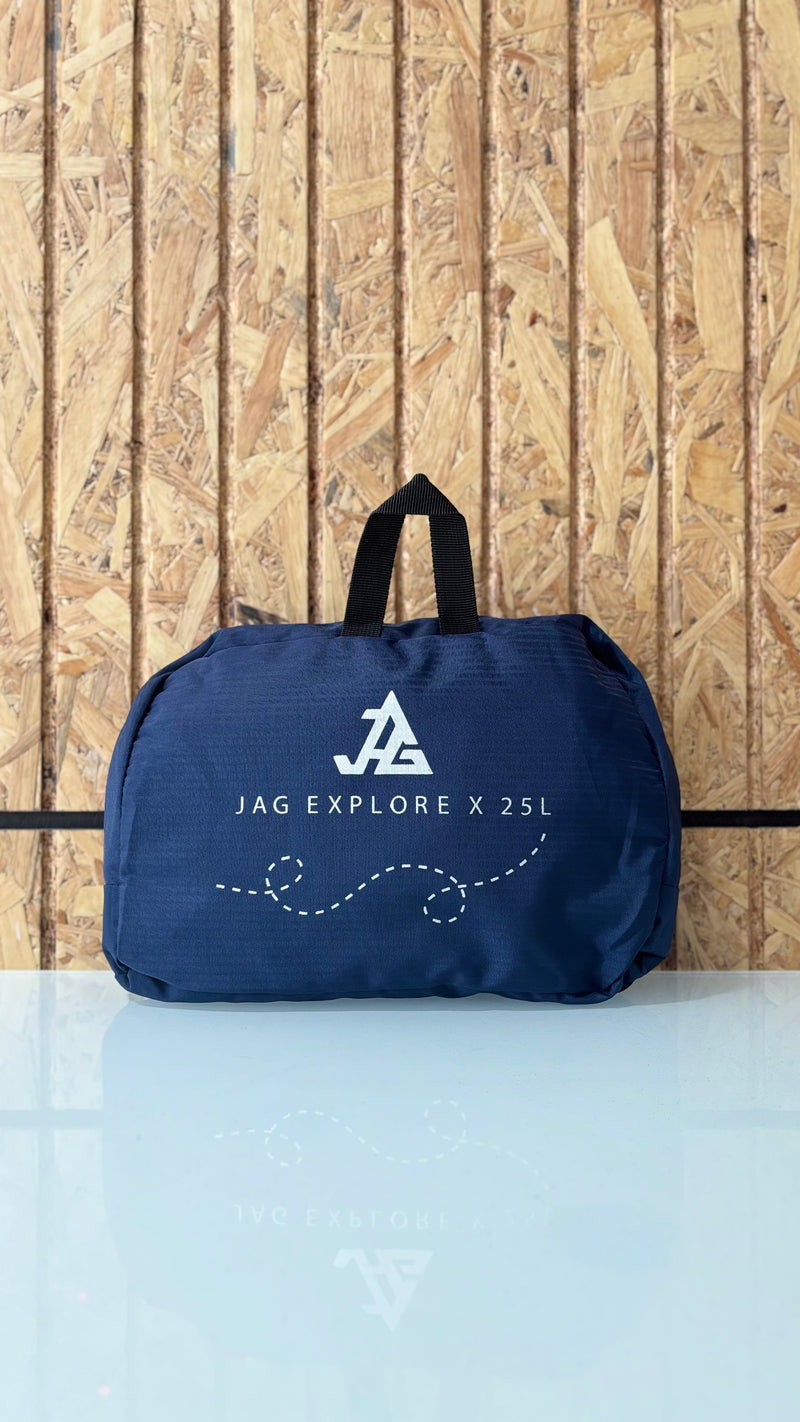 JAG Explore X 25L Self Foldable Daypack | Backpack and Day Bag for Hiking and Day Trips | Navy Blue