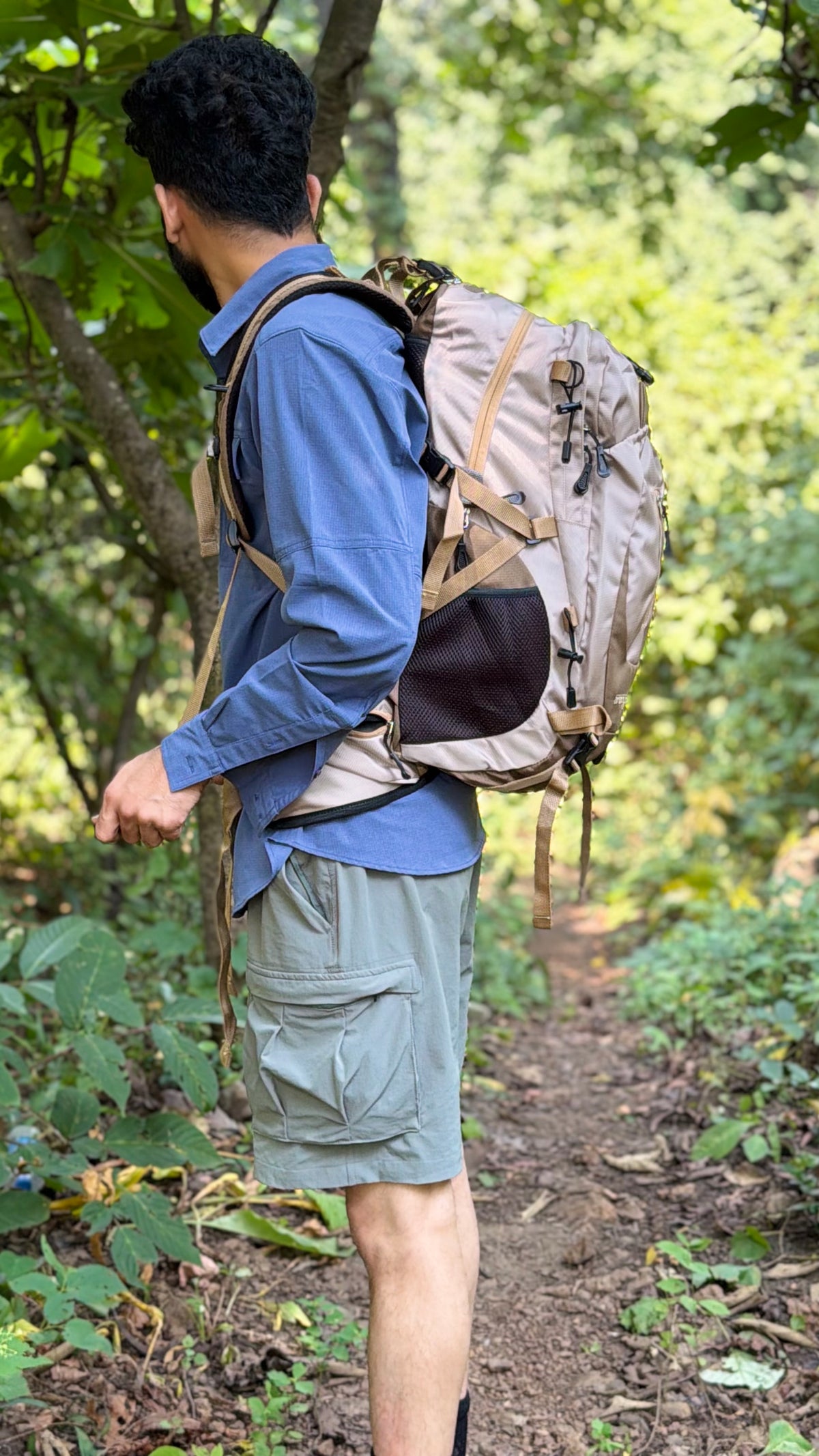 JAG Aranya 45L Alpine Backpack | Limited Edition | Air Flow Back Support | Twin Aluminium Rods + Mesh | Desert Fawn