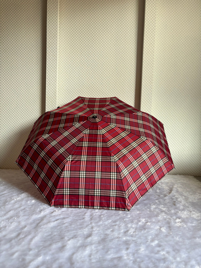 Fully Automatic Jainsons Rain-Check 3 Fold Jumbo Umbrella | Checks Print | Maroon