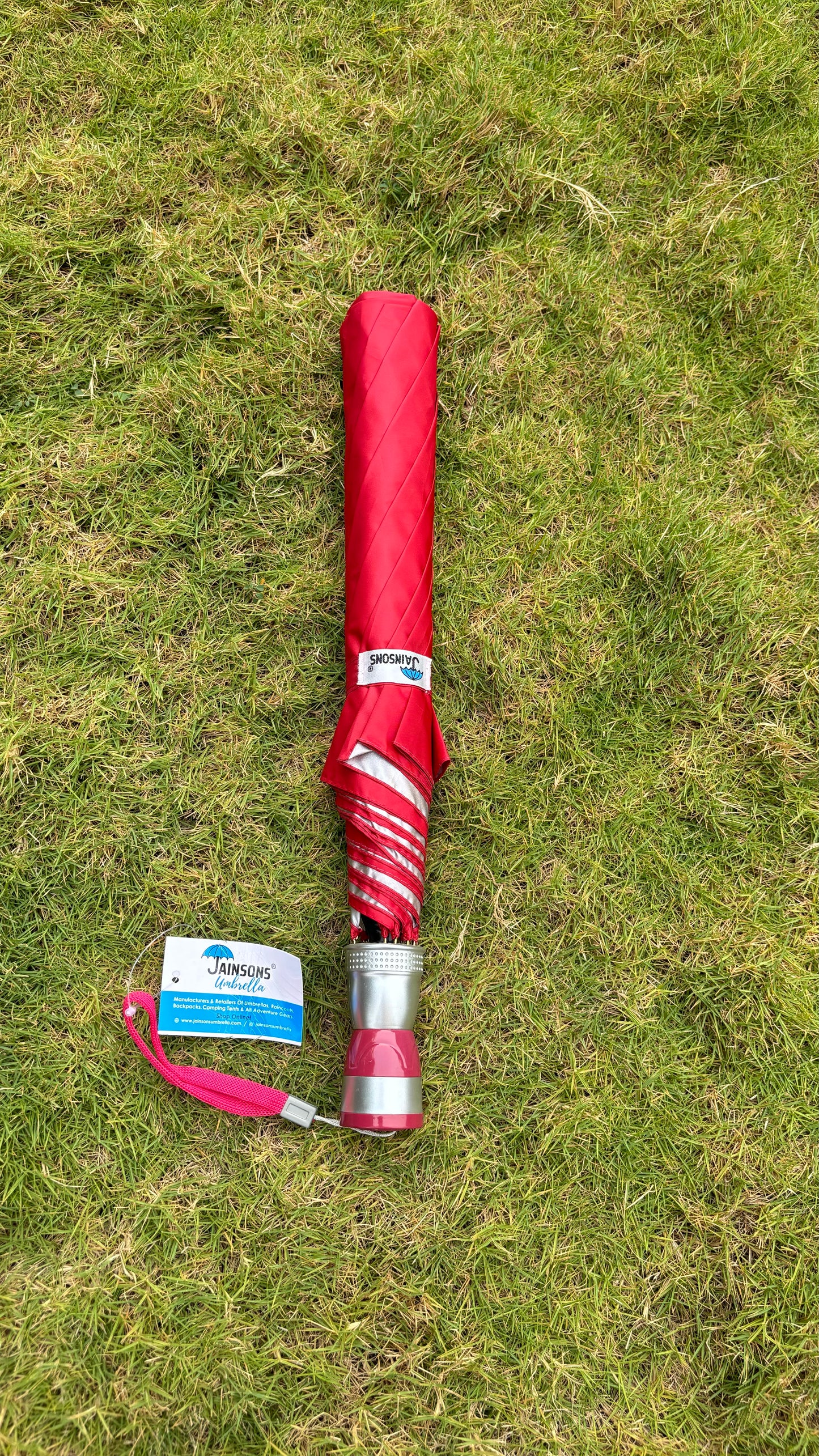 Jainsons Mono Silver 2 Fold Umbrella | Crimson Red