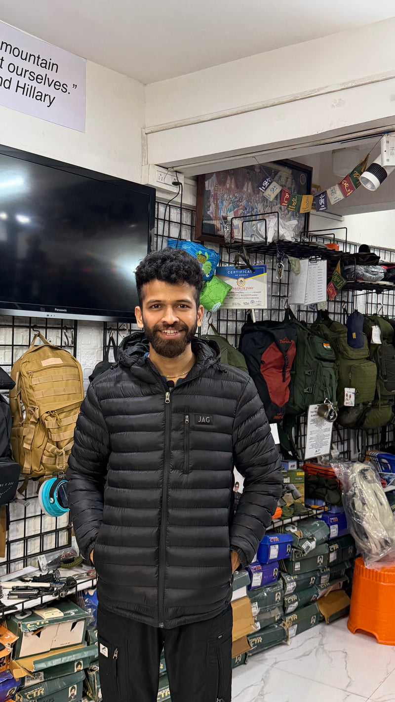 JAG Mt. Elbrus Quilted Snow Jacket | Minus 10 Jacket | Super Soft Nylon Fabric | Ultra Light Series | Space Black