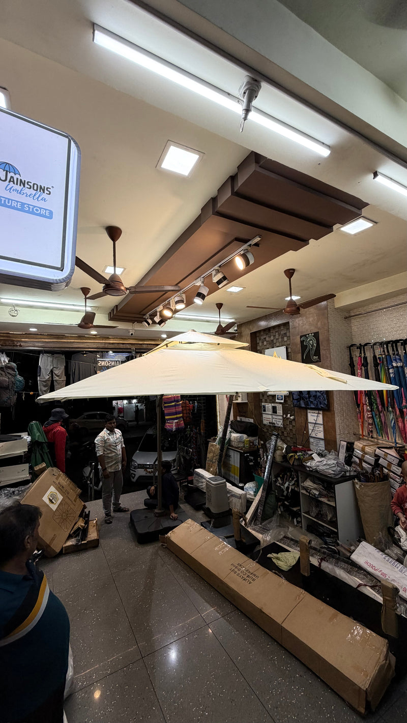 Luxury Side Pole Roman Umbrella | 360 Degrees Rotational | Water Base | 3.3 mtrs each side | Jumbo Size
