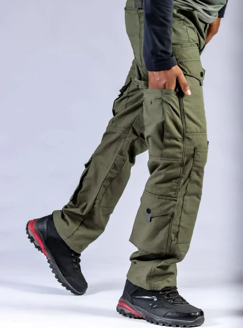 Green pants with sales pockets