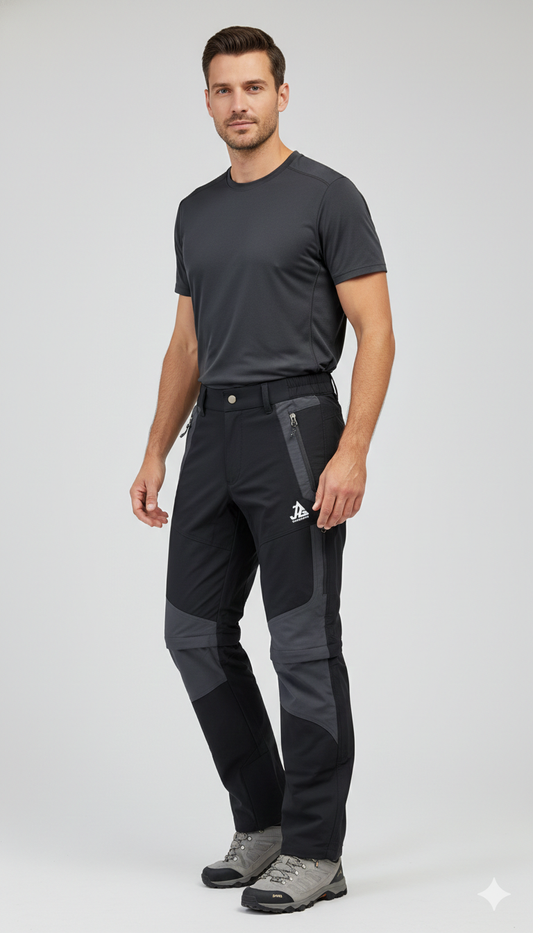 JAG Delta Convertible Trekking & Hiking Pants | Traveller Series | Quick-Dry | Unisex Design | 6 Pockets | Black Grey