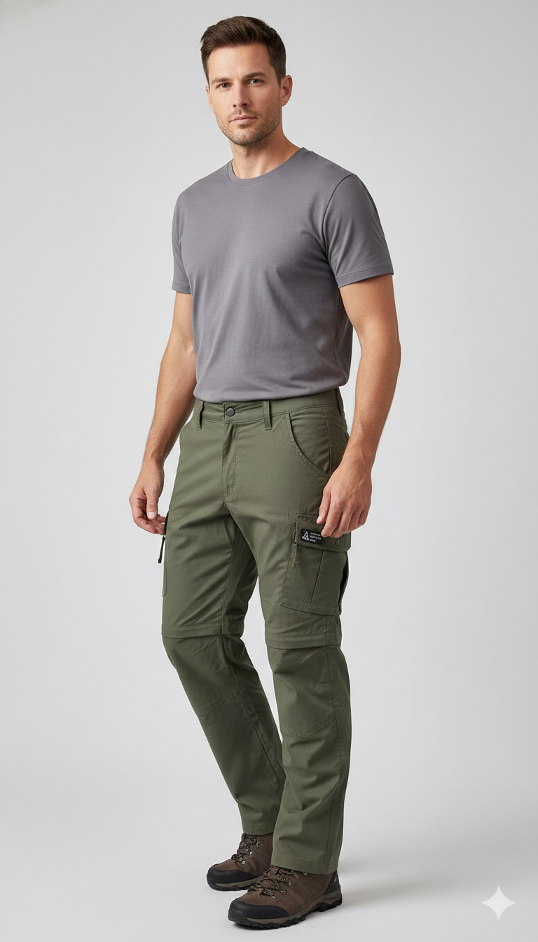 JAG Special Forces Cargo Convertible Trekking, Hiking & Travel Pants | Convertible Cargo Pants | Desert Khaki