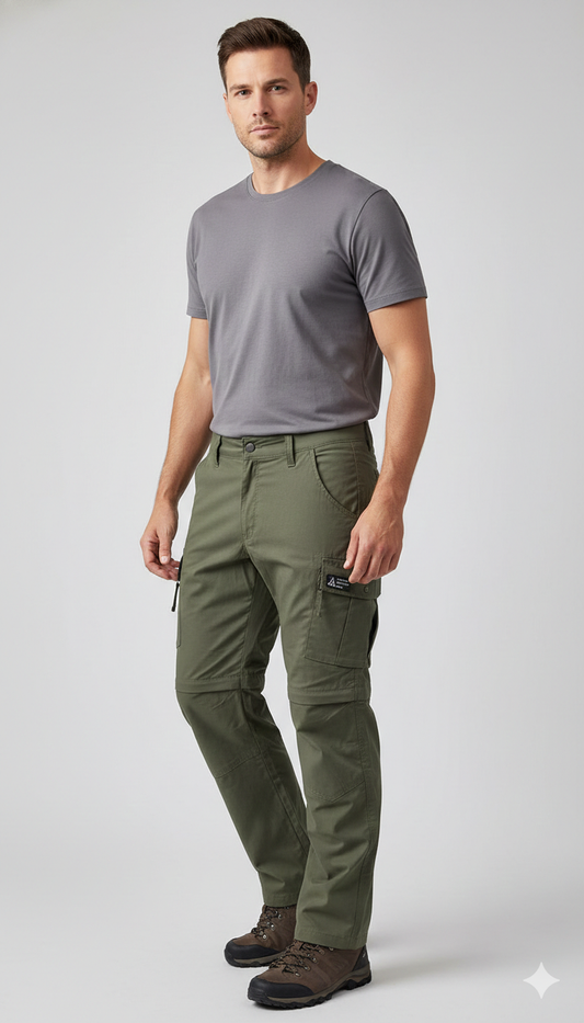 JAG Special Forces Cargo Convertible Trekking, Hiking & Travel Pants | Convertible Cargo Pants | Forest Green