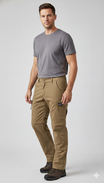 JAG Special Forces Cargo Convertible Trekking, Hiking & Travel Pants | Convertible Cargo Pants | Desert Khaki