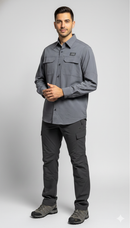 JAG Air - Wave Pro Travel Shirt | Hiking Shirt | Safari Shirt | Fully Stretchable | Full Sleeves Shirt | 2 Pocket Design | Deep Blue