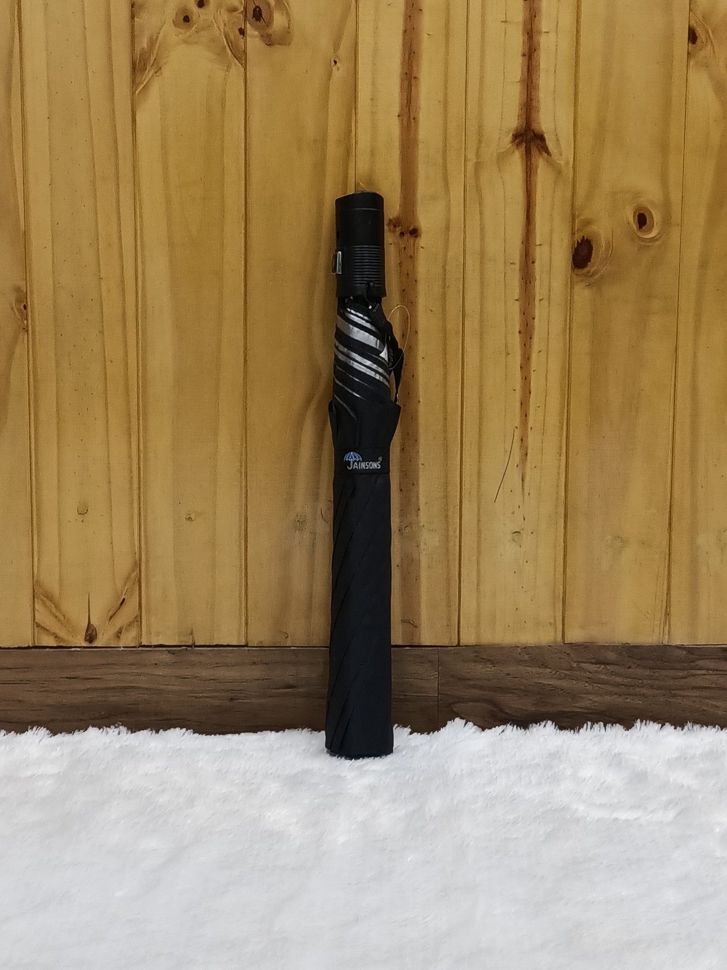 Jainsons Basic 2 Fold Black Umbrella | 24.5"X8 | Straight Handle