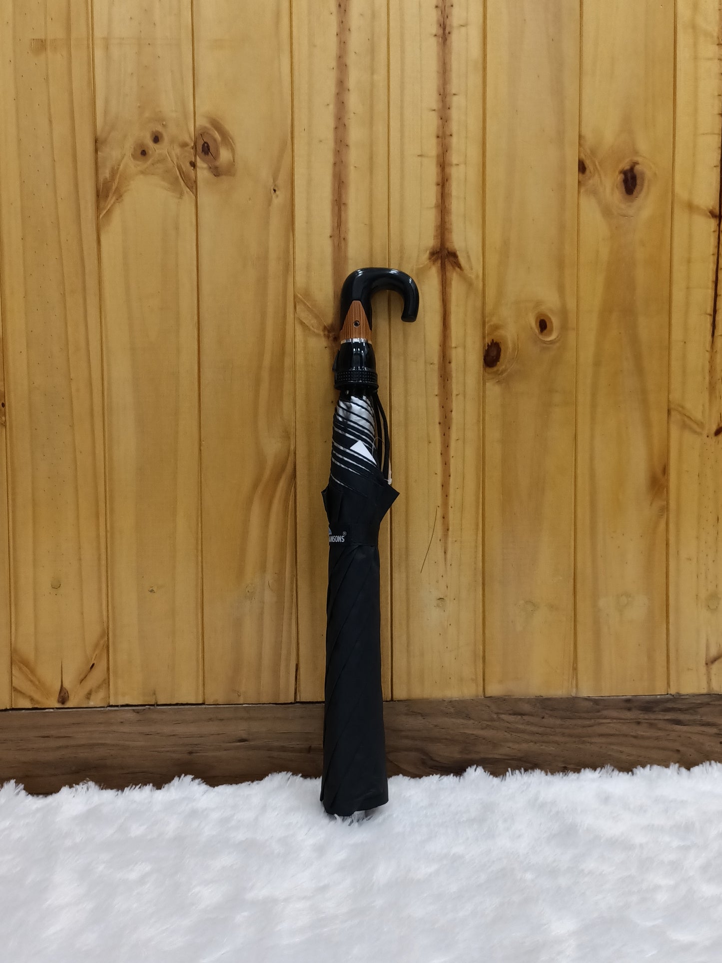 Jainsons Basic 2 Fold Black Umbrella | 24.5"X8 | J Handle