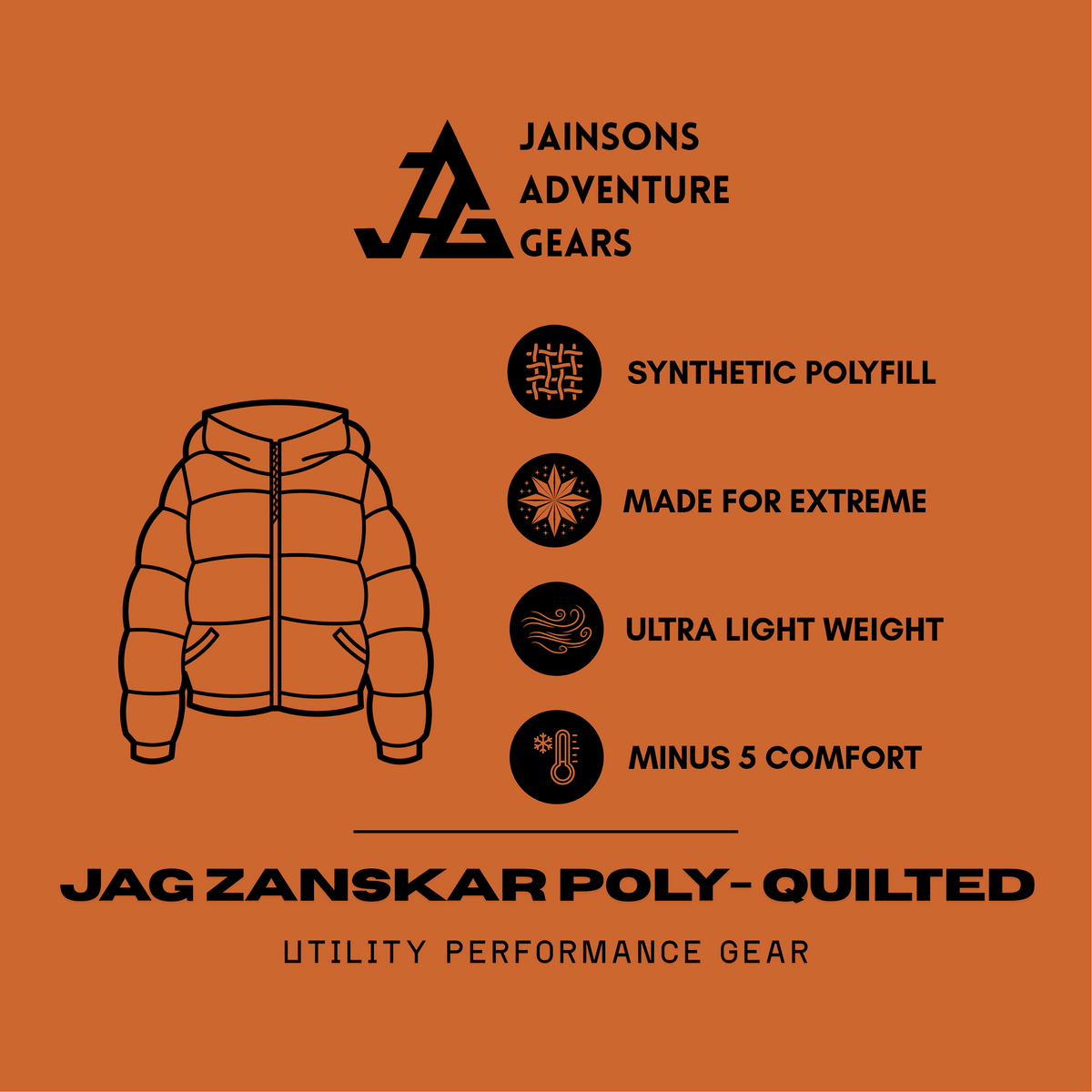 JAG Zanskar Series Ultra Light Minus 5 Quilted Jacket | Polyfill Jacket | Puffer Jacket | Minus 5 Comfort | Burgundy