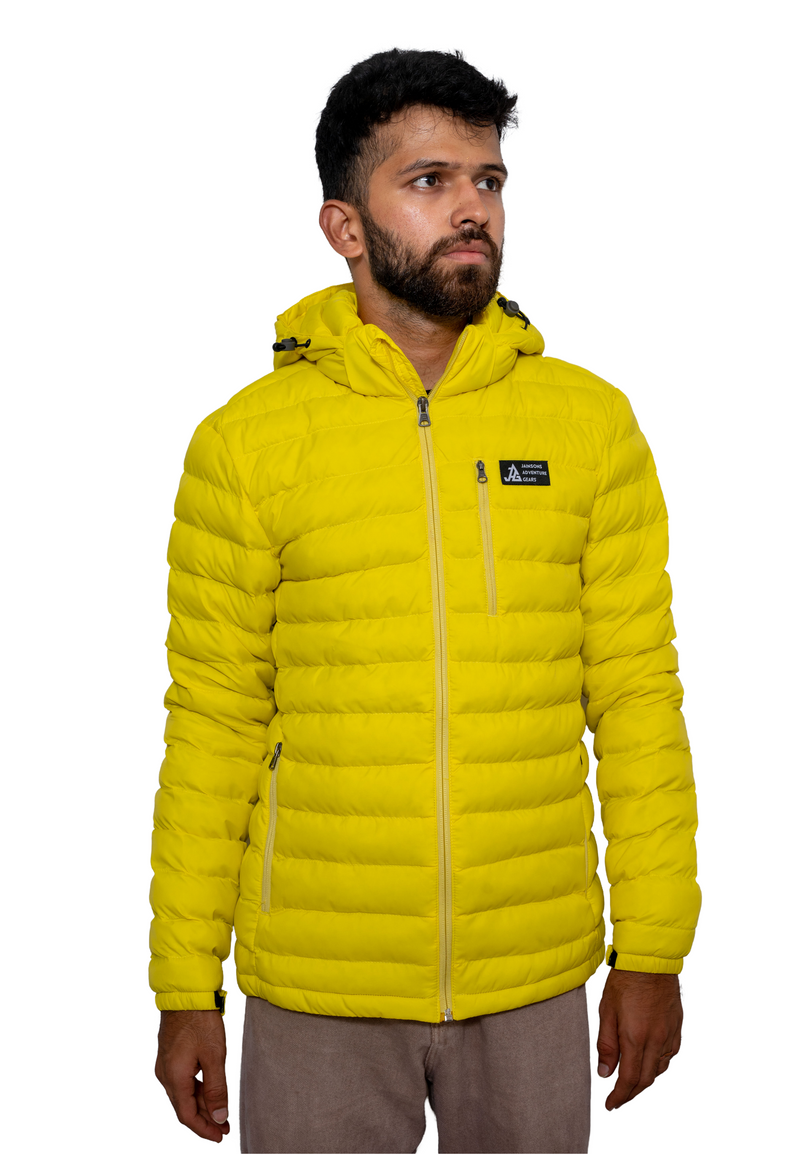 JAG Elbrus Quilted Snow Jacket Minus 10 Jacket Super Soft Nylon Fabric Ultra Light Series Sunny Yellow