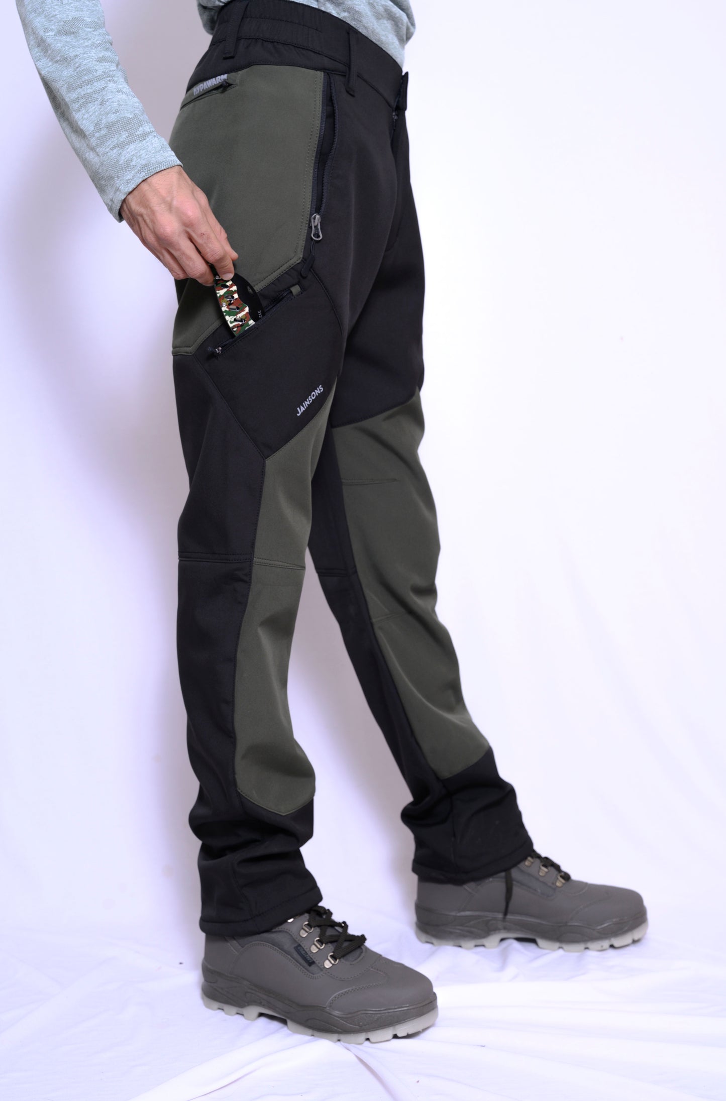 JAG Mt. Kailash Series Trekking & Hiking Pants | Snow Proof | Fleece Inside | Unisex Design | Bonded Fleeced Fabric | Snow Trekking Pants | Triple Layered Fabric | Black Grey