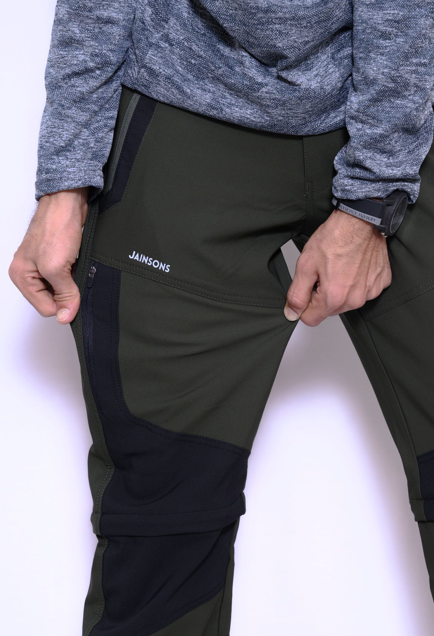 JAG Delta Convertible Trekking & Hiking Pants | Traveller Series | Quick-Dry | Unisex Design | 6 Pockets | Black Olive