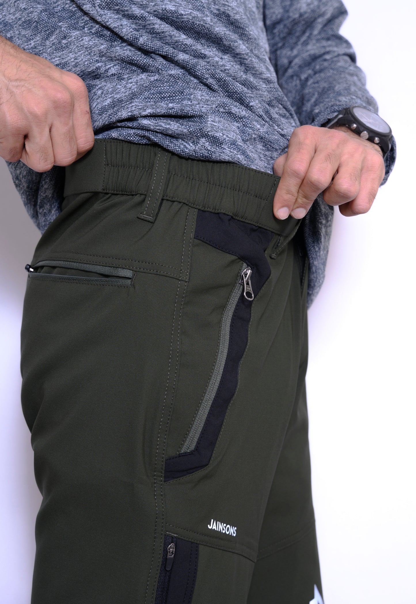 JAG Delta Convertible Trekking & Hiking Pants | Traveller Series | Quick-Dry | Unisex Design | 6 Pockets | Black Olive