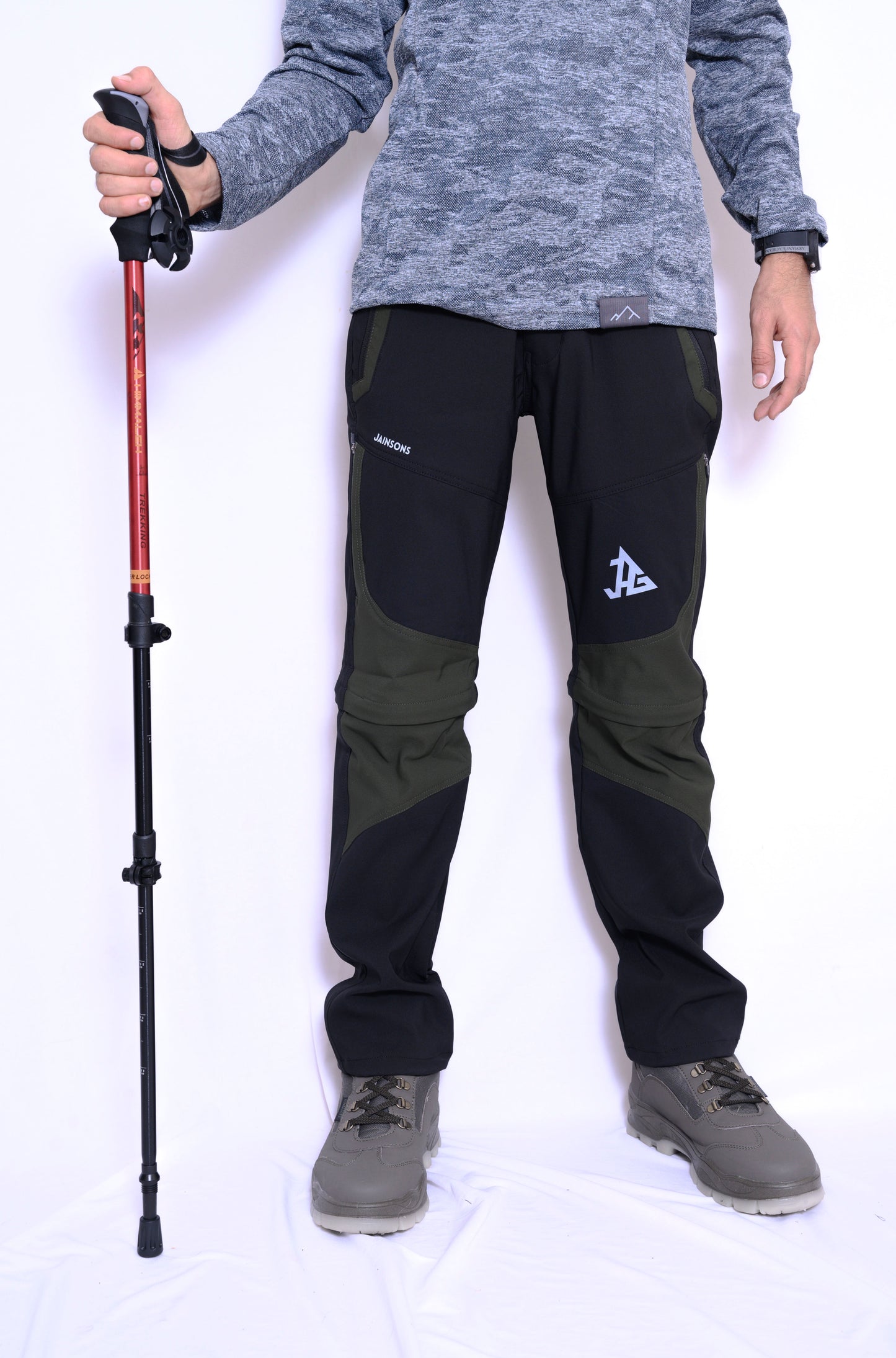 JAG Delta Convertible Trekking & Hiking Pants | Traveller Series | Quick-Dry | Unisex Design | 6 Pockets | Black Olive