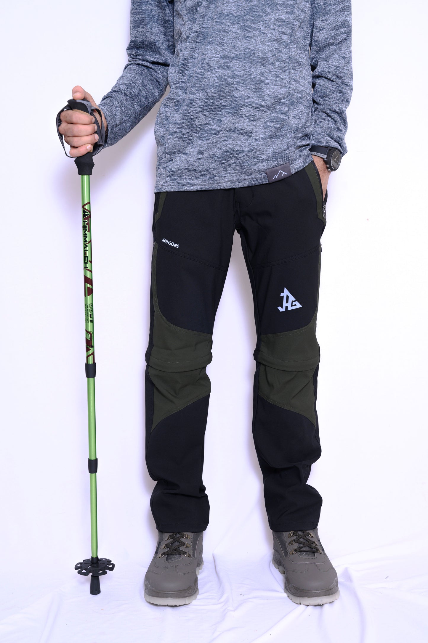 JAG Delta Convertible Trekking & Hiking Pants | Traveller Series | Quick-Dry | Unisex Design | 6 Pockets | Black Olive