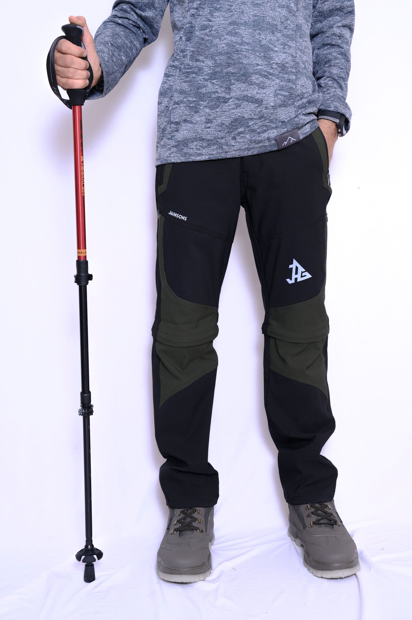 JAG Delta Convertible Trekking & Hiking Pants | Traveller Series | Quick-Dry | Unisex Design | 6 Pockets | Black Olive