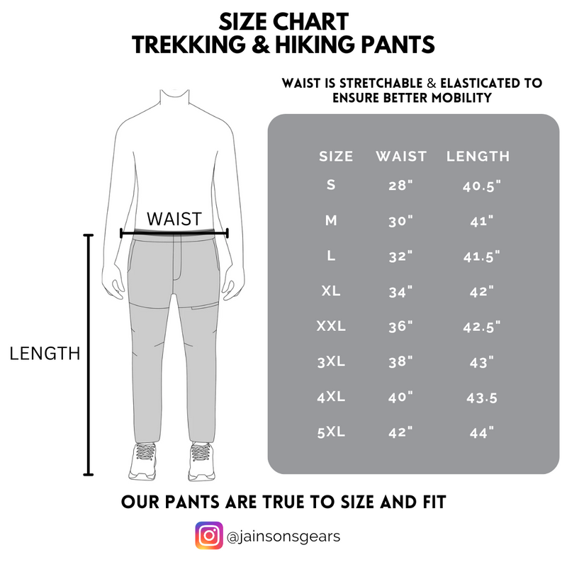JAG Vikrant Trekking & Hiking Pants | 100% Breathable Fabric | Quick-Dry | Unisex Design