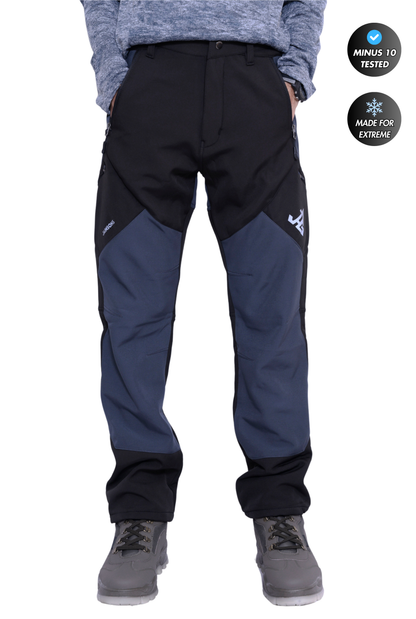 JAG Mt. Kailash Series Trekking & Hiking Pants | Snow Proof | Fleece Inside | Unisex Design | Bonded Fleeced Fabric | Snow Trekking Pants | Triple Layered Fabric | Black Grey