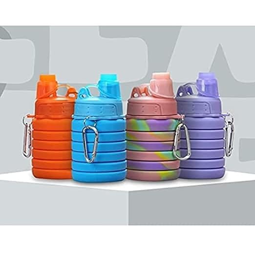 Silicone Folding Collapsible Water Bottle Silicon Portable Leak Proof Collapsible Water Bottle Expandable & Foldable Light Weight Water Bottle 500ml