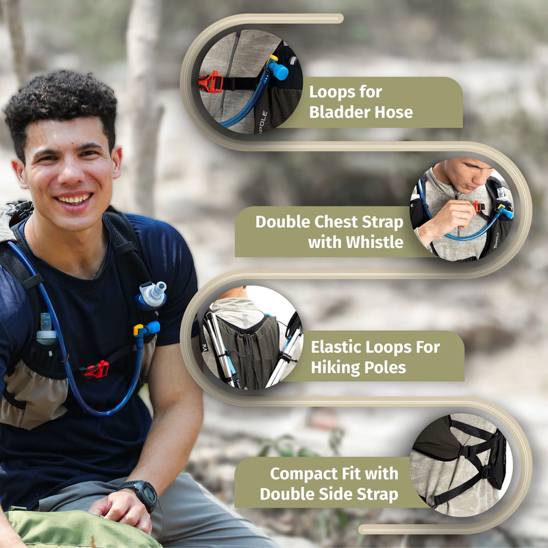 Tripole Voir Hydration Bag and Backpack for Trail Running and Cycling | 5 Litres I Green