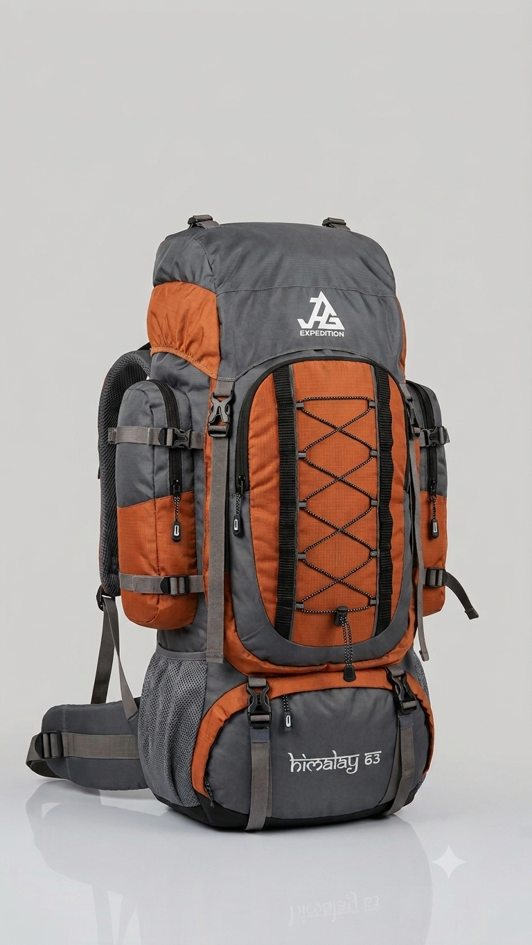 JAG Himalay 63L Metal Frame Rucksack with Rain Cover for Trekking & Travel | Front Opening | Laptop Sleeve | Men & Women | 3 Year Warranty | 63 Litre