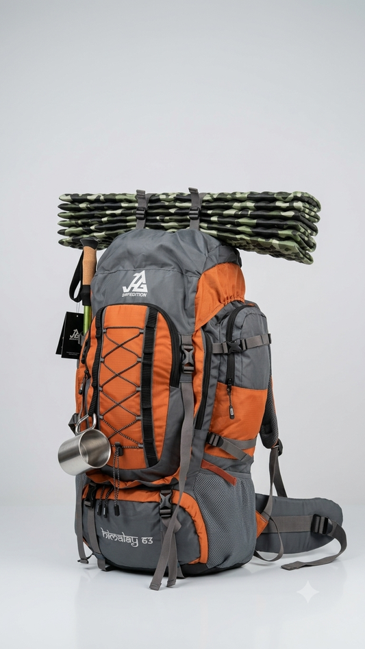 JAG Himalay 63L Metal Frame Rucksack with Rain Cover for Trekking & Travel | Front Opening | Laptop Sleeve | Men & Women | 3 Year Warranty | 63 Litre