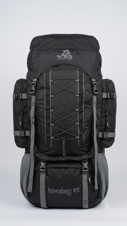 JAG Himalay 63L Metal Frame Rucksack with Rain Cover for Trekking & Travel | Front Opening | Laptop Sleeve | Men & Women | 3 Year Warranty | 63 Litre