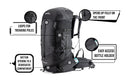 JAG|Tripole Terra Backpacking and Trekking Rucksack with Front Opening, Rain Cover and Metal Frame | 3 Year Warranty | 50 Litres