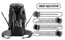JAG|Tripole Terra Backpacking and Trekking Rucksack with Front Opening, Rain Cover and Metal Frame | 3 Year Warranty | 50 Litres