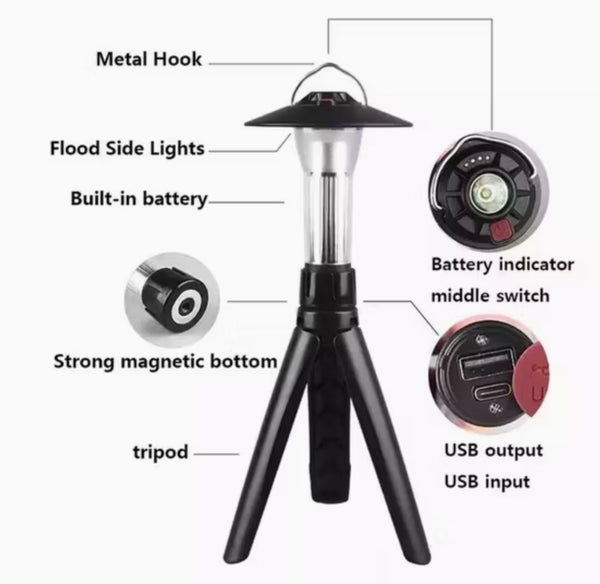 JAG Outdoor Rechargeable Portable Tent Lamp Torch Mini Hanging LED Camping Lantern