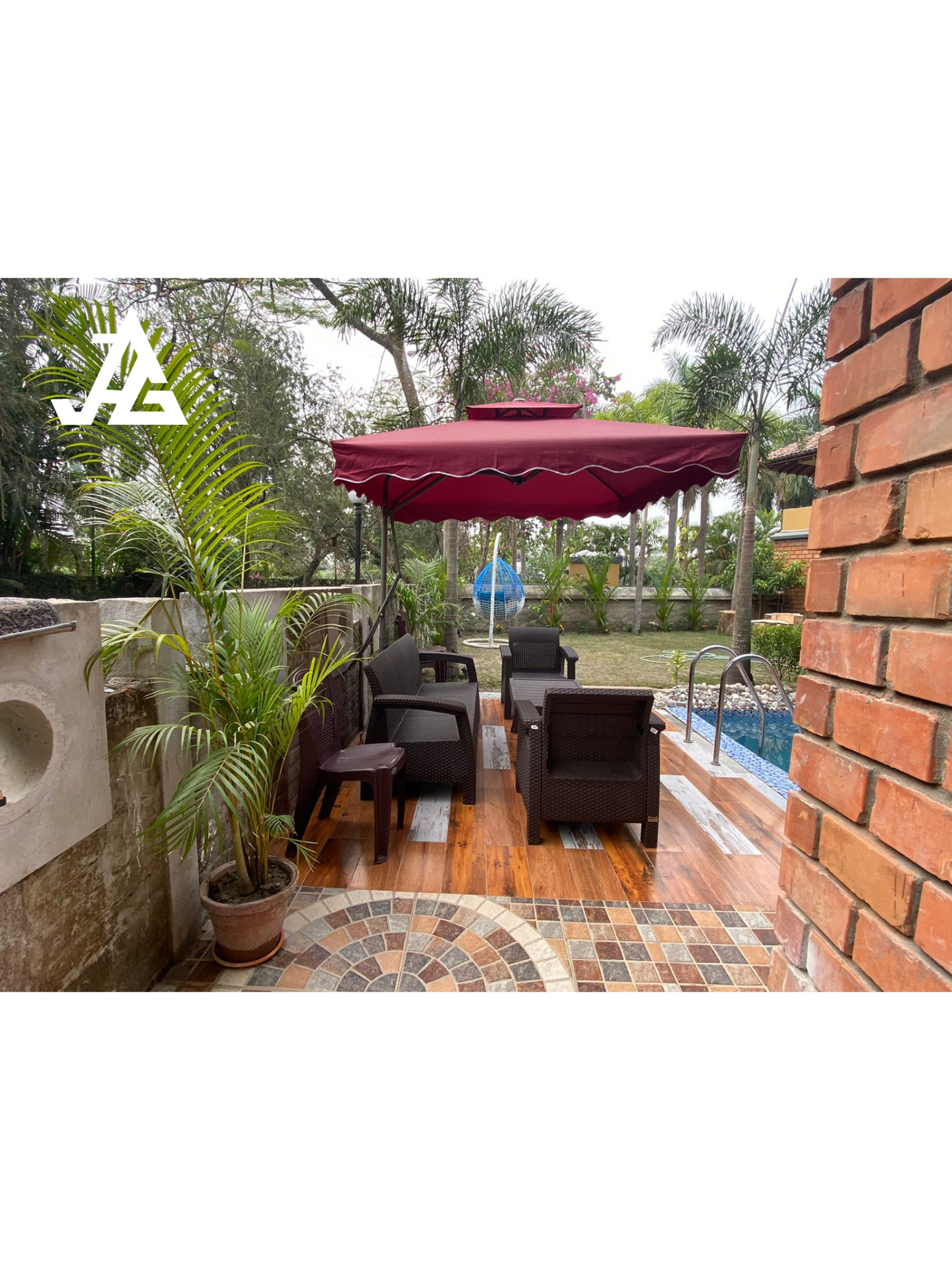 2.2m./10ft. Diagonal Luxury Square Side Pole Umbrella | Patio Umbrella