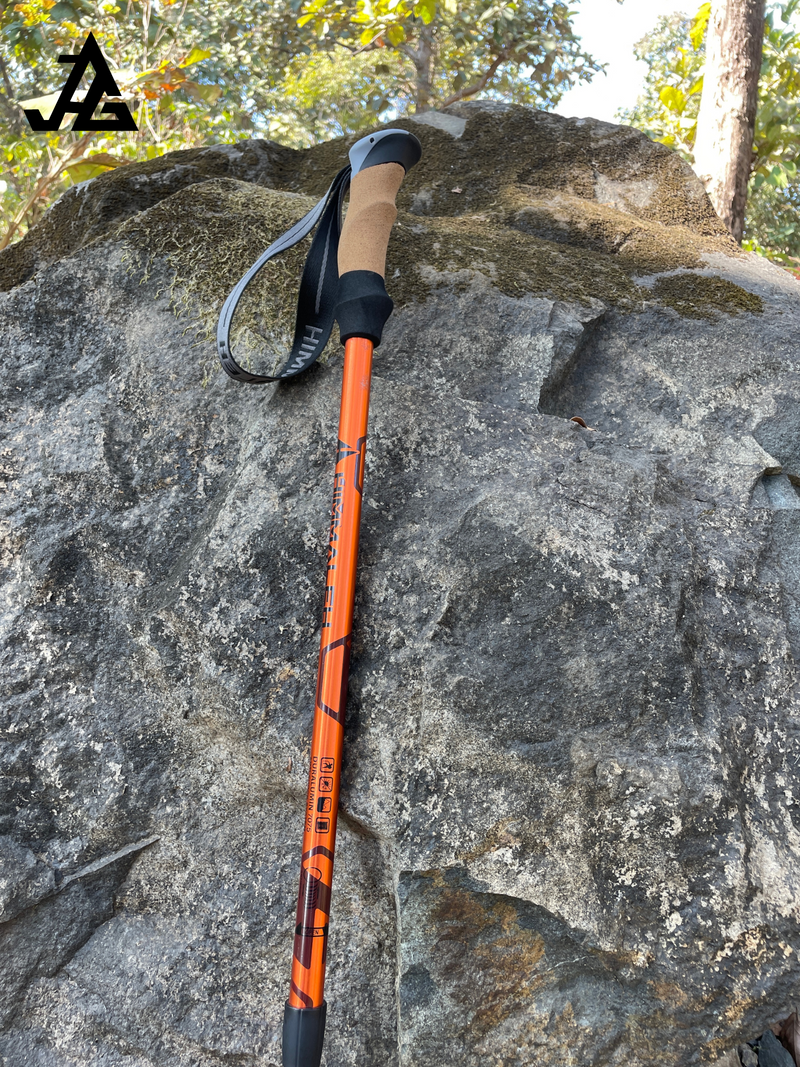 JAG 3 Section 7075 Grade Duralumin Shock Absorbing Hiking Pole | Spring Mechanism | Trekking Pole | Hiking Pole | Cork Handle
