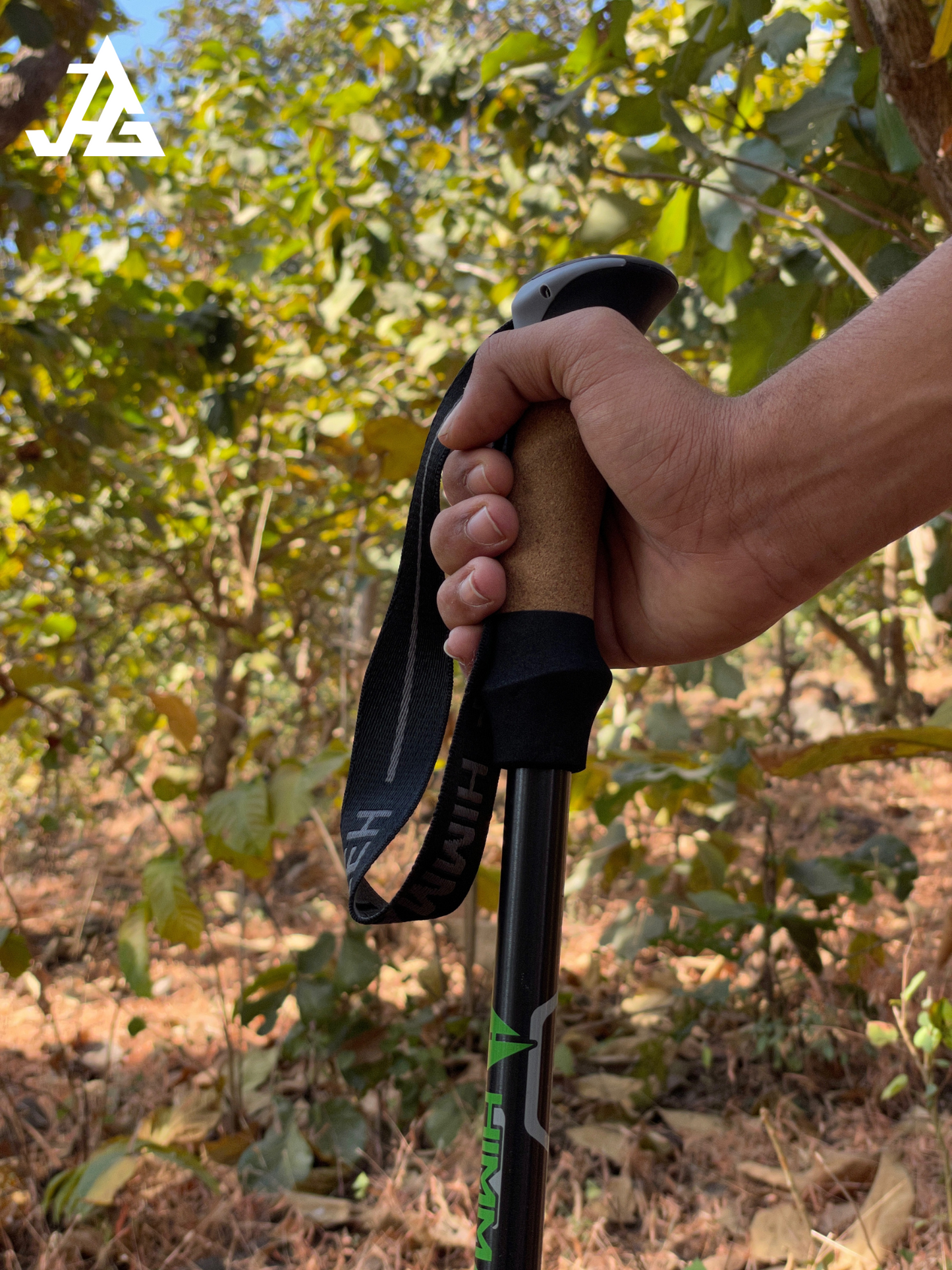 JAG 3 Section 7075 Grade Duralumin Shock Absorbing Hiking Pole | Spring Mechanism | Trekking Pole | Hiking Pole | Cork Handle