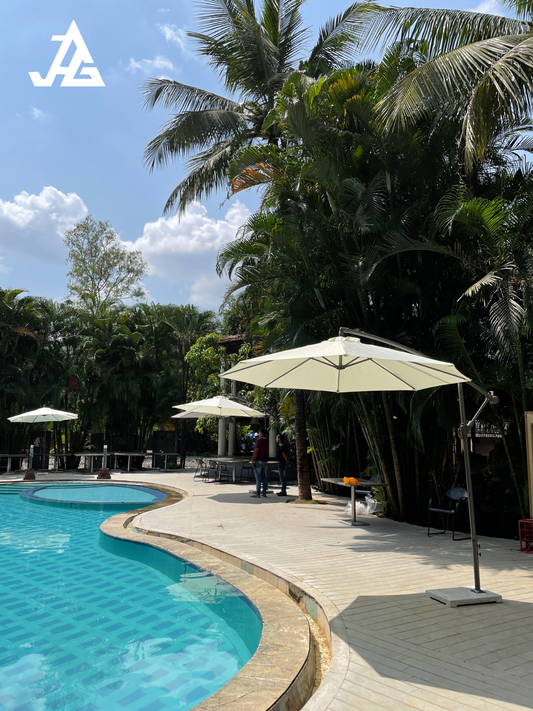 2.7m./9ft. Diameter Luxury Round Side Pole Umbrella