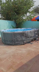 Bestway Power Steel 16' x 10' x 42" Oval Frame Swimming Pool Set with Filter, Ladder and Cover